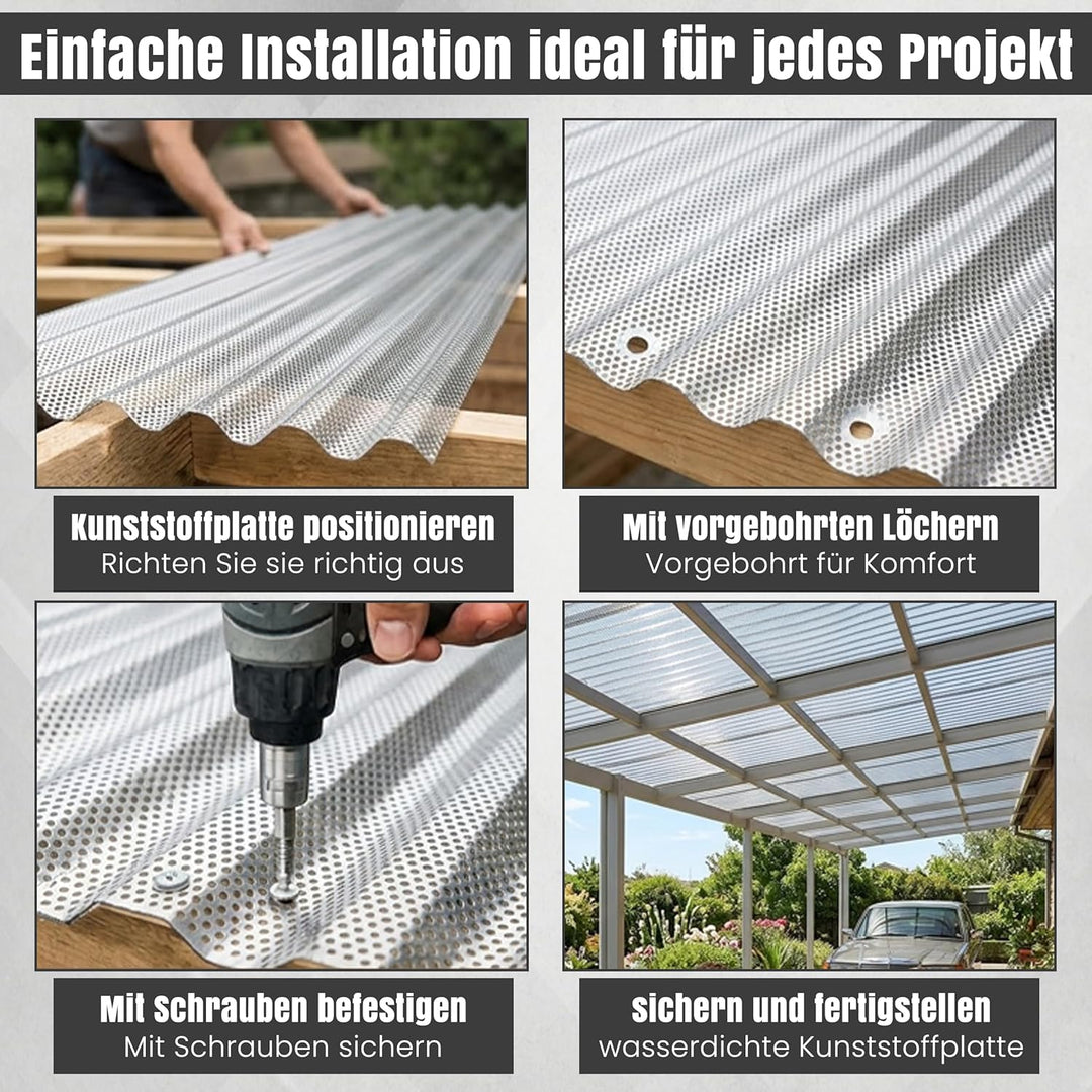 LP Projekt Wellplatten 5er-Set - Robuste, leicht & langlebig klar Wellplatten Dach 104,5 × 350 cm |