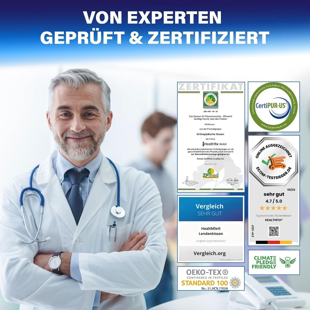Healthfix® Lendenkissen - Ergonomisches Rückenkissen für Optimale Sitzhaltung | Universell Einsetzba