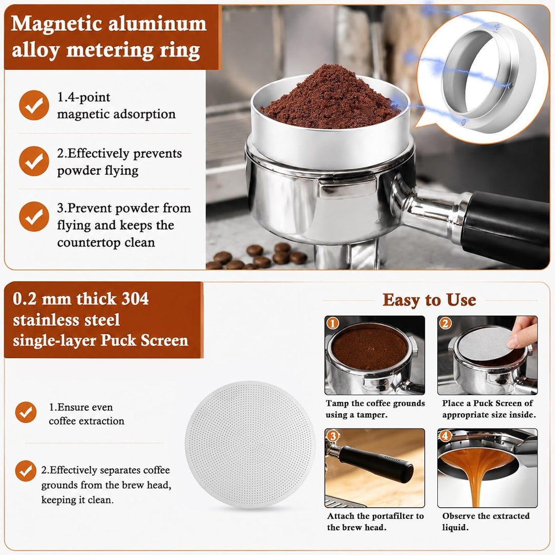 WDT Tool Espresso 51mm Siebträger Zubehör Set Espresso Nadel mit 7 Feinen Nadeln 5 Ersatznadeln Magn