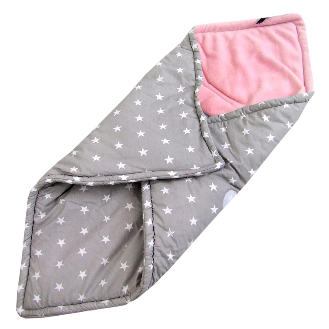 BAMBINIWELT Einschlagdecke Babydecke Decke für Babyschale Kinderwagen mit Fleece universal (Sterne r