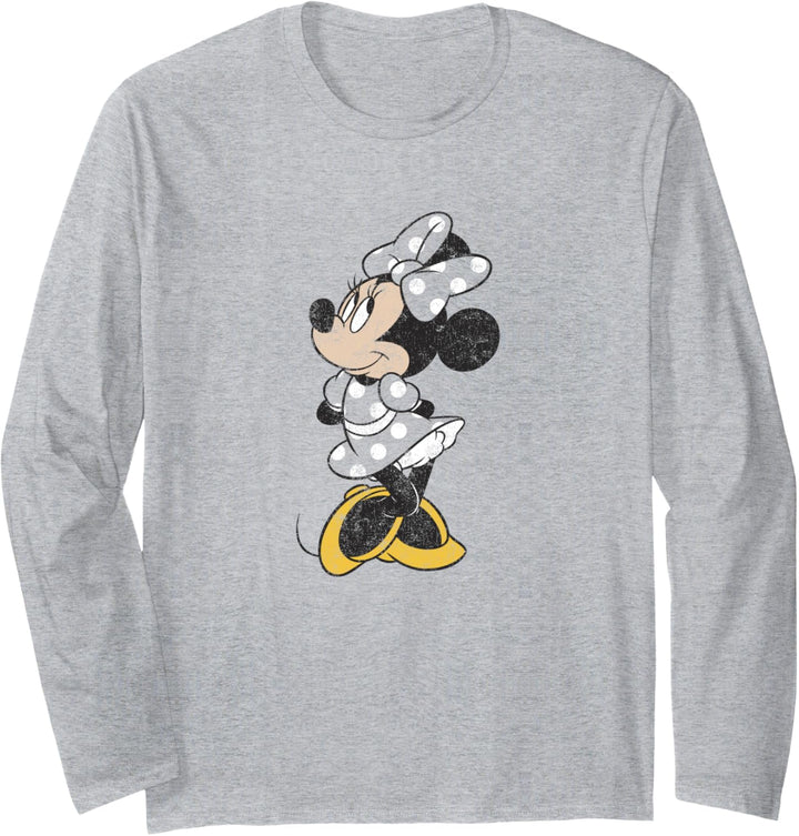 Disney Minnie Mouse Standing Outfit Color Fill Distressed Langarmshirt