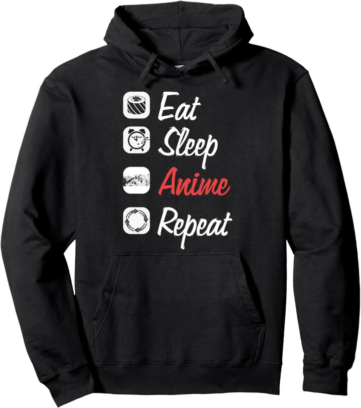 Essen Schlafen Anime Wiederholen Japanisches Sushi Anime Pullover Hoodie
