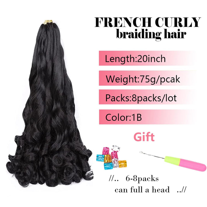 WoWCFyyds 8 Packs French Curl Braiding Hair 20 Inch Loose Wave Spiral curly braiding hair extensions