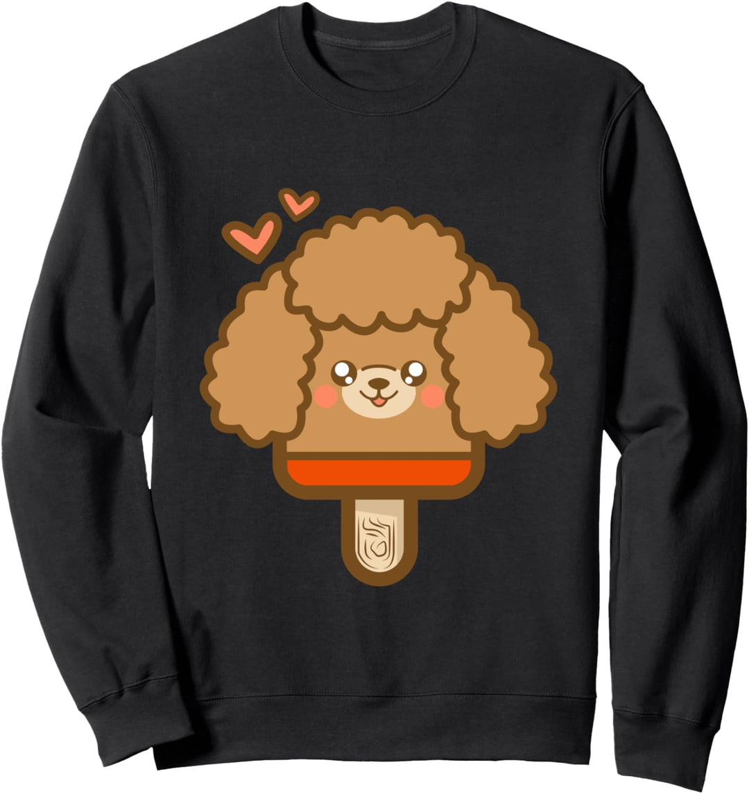 Süsser Kawaii Brauner Pudel Hund Eis Am Stiel Sweatshirt
