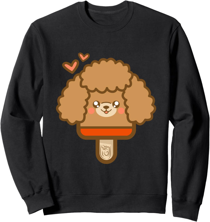 Süsser Kawaii Brauner Pudel Hund Eis Am Stiel Sweatshirt