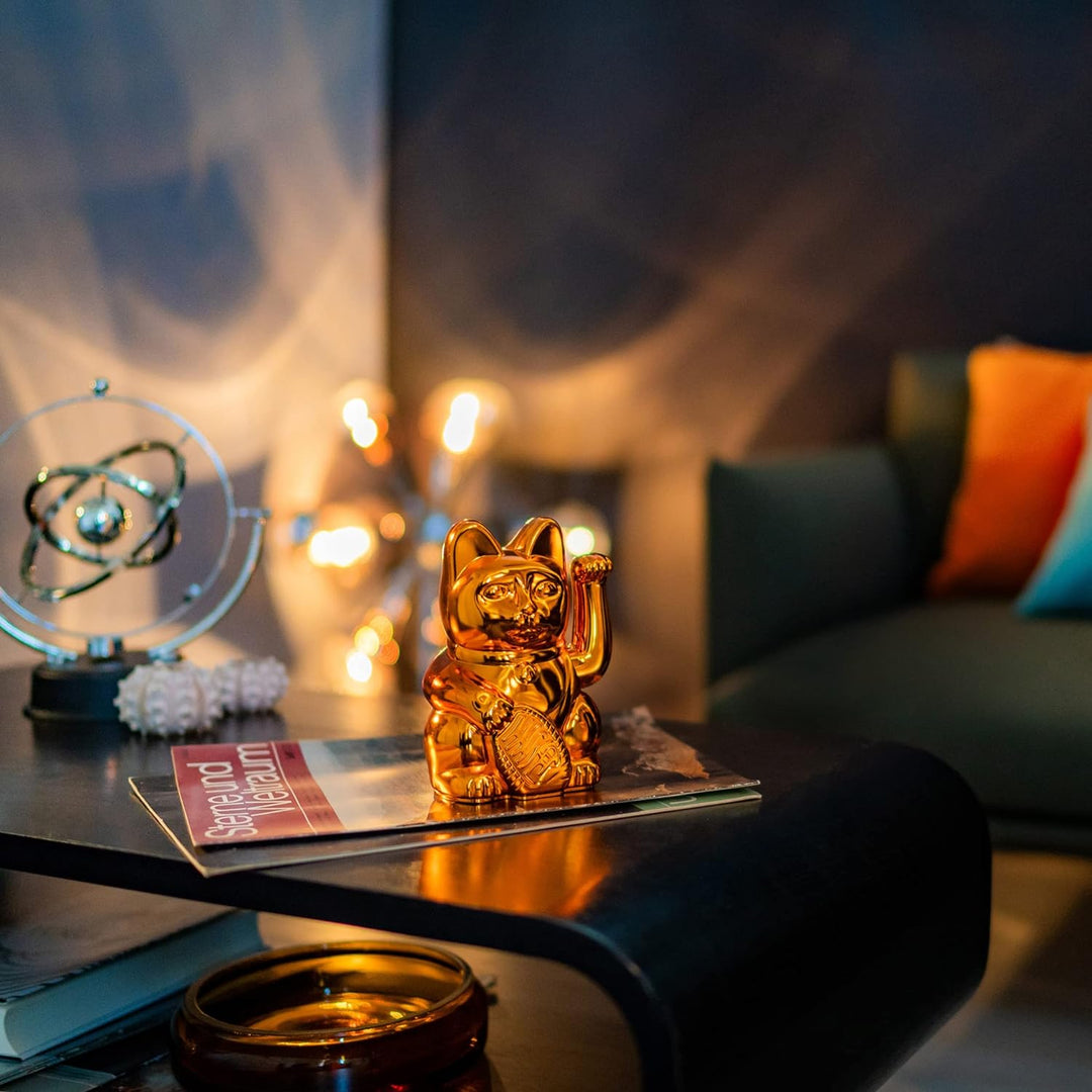 DONKEY Lucky Cat Cosmic Edition Mars Shiny Copper | Winkekatze, Maneki Neko, 15 cm, in Geschenkverpa