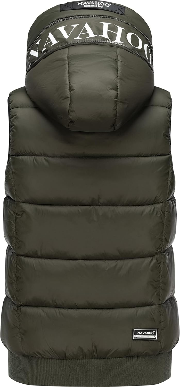 Navahoo Damen Steppweste leichte Outdoor-Weste Übergangsjacke mit Kapuze Kassidy XS-3XL XS Olive, XS