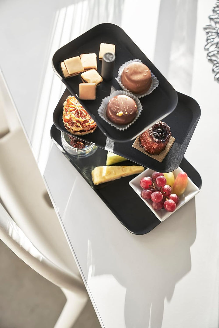 Yamazaki 4281 TOWER Etagere mit 3 Ebenen, schwarz, Stahl, Minimalistisches Design Schwarz Single, Sc