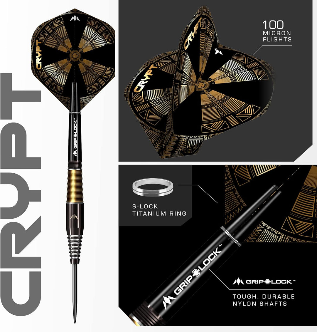 Mission Darts Crypt | Dartpfeile-Set mit Premium 90% Wolfram schwarz und gold PVD beschichtetem Scha