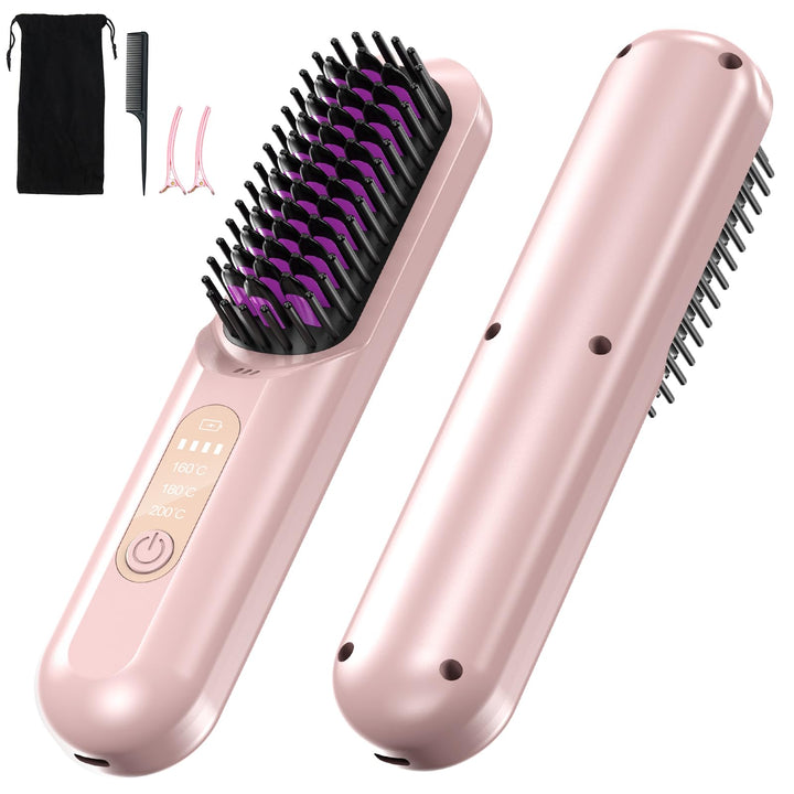 Anluomania Haarglätter Bürste, Kabellose Glättbürste, Glättungskamm 5000mAh, Tragbare Glättungsbürst