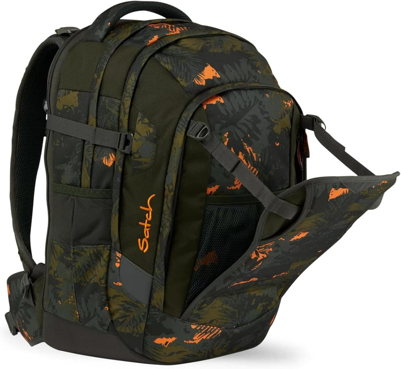 satch match Schulrucksack ergonomisch, erweiterbar auf 35 Liter, extra Fronttasche Jurassic Jungle -