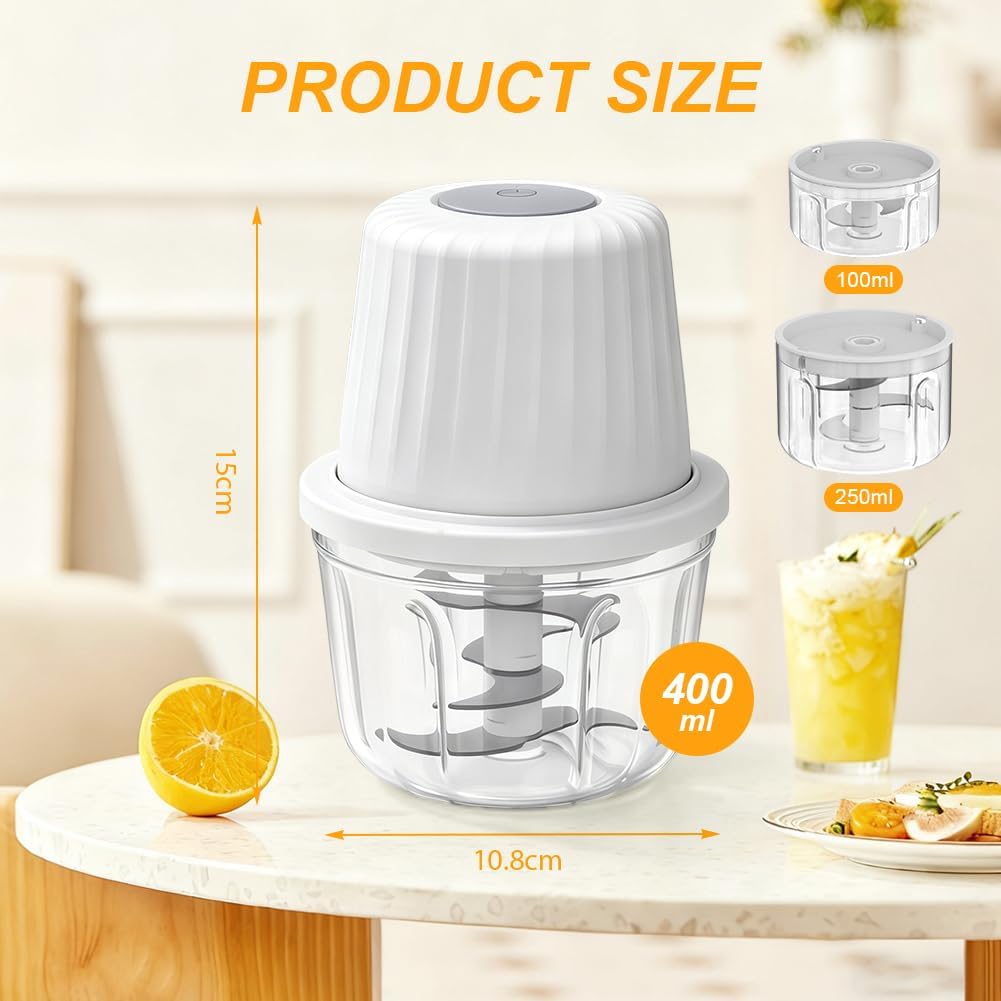 Gohytal Elektrischer Küchenzerkleinerer Mini, 350ml + 250ml +100ml Zwiebelzerkleinerer Elektrisch, K