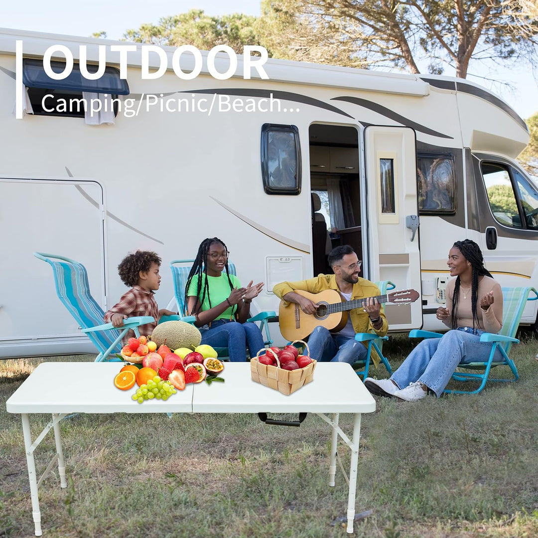 Klapptisch aus Kunststoff, tragbar, robust, weiss, für Camping, Party, Garten, Abendessen, Küche, Ar