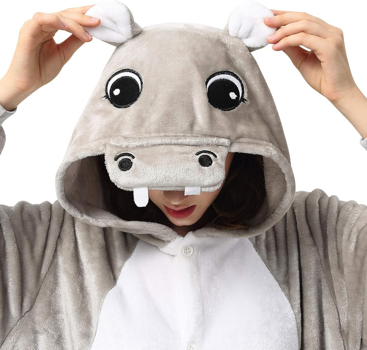 Katara 1744 (30+ Designs) Nilpferd-Kostüm Hippo, Unisex Onesie/ Pyjama-Qualität für Erwachsene & Tee