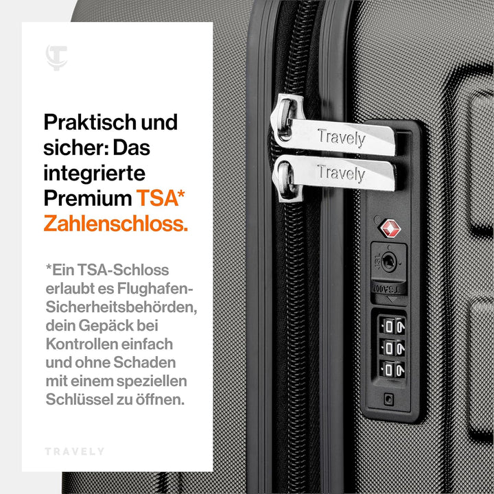 Travely Polycarbonat Koffer Gross 87cm XXL - 150L Innenvolumen, sehr robuster Hartschalenkoffer mit