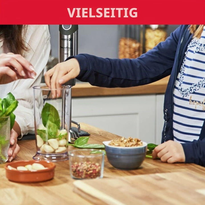 Moulinex DD6558 DD655810 Quickchef 3-in-1 Tauchmixer, Powelix-Technologie, 3 Zubehörteile, Edelstahl
