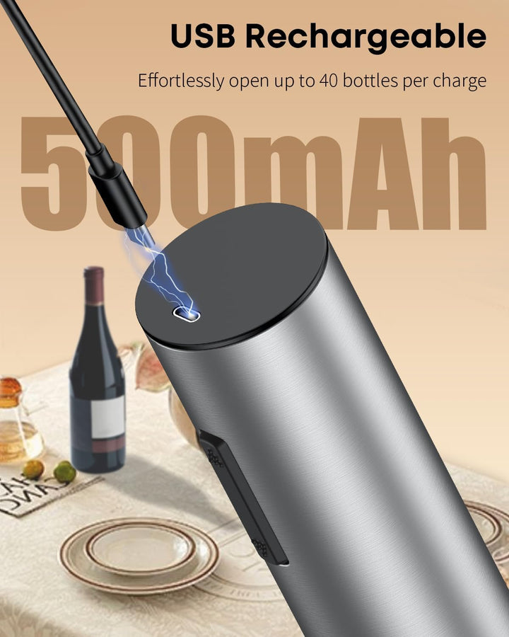 Pawfly Akku Weinflaschenöffner mit Folien Schneider Automatischer Weinöffner USB-C Aufladbarer Elekt