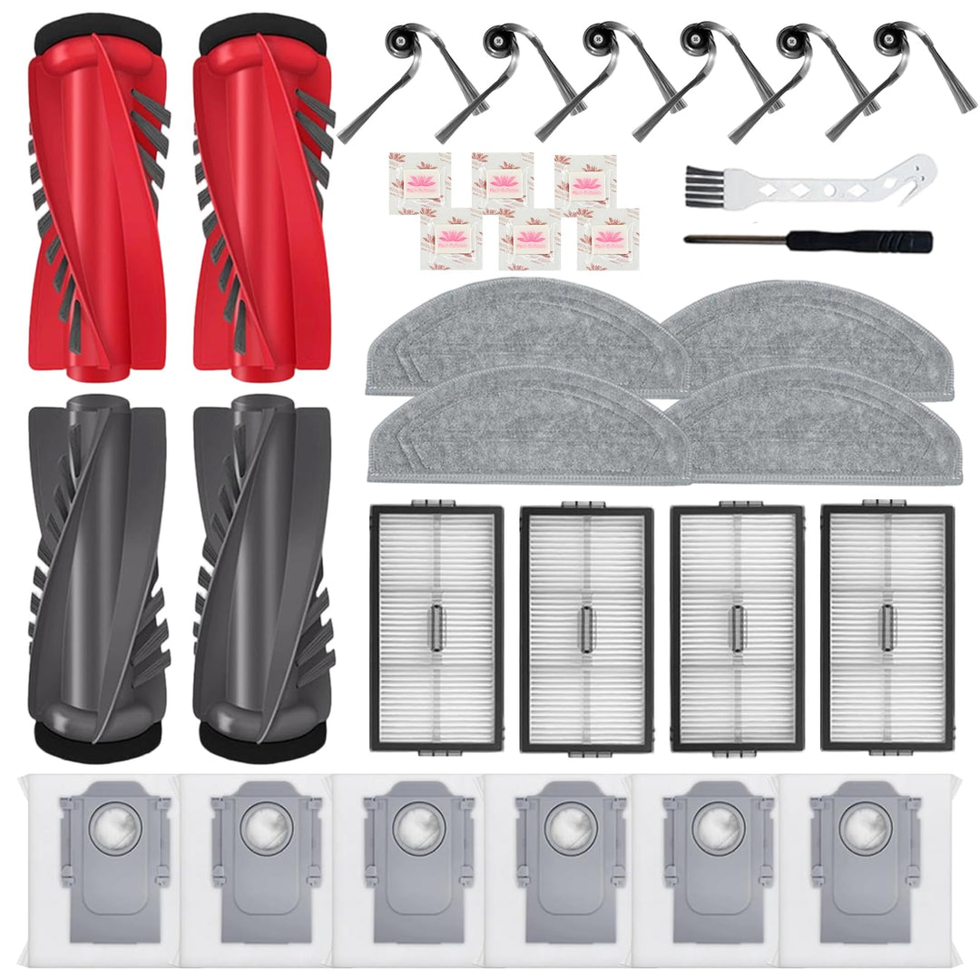 32 Stück Zubehör für Roborock Saros 20 Sonic Saugroboter | 4 Hauptbürste, 4 Wischpads, 4 Filter, 6 S