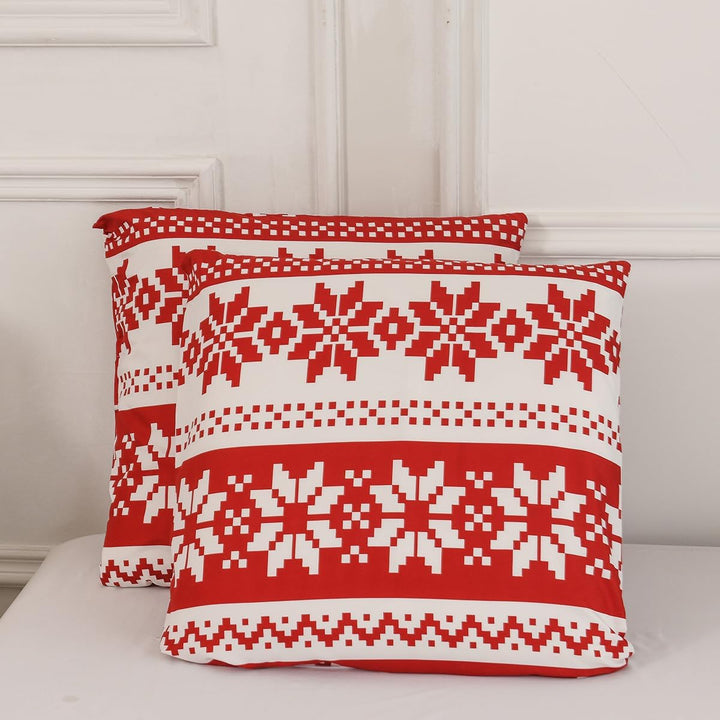 DXHOME Weihnachten Bettwäsche Set 135x200cm Rot Wintermotiv Schneeflocken Weiche Mikrofaser Teenager