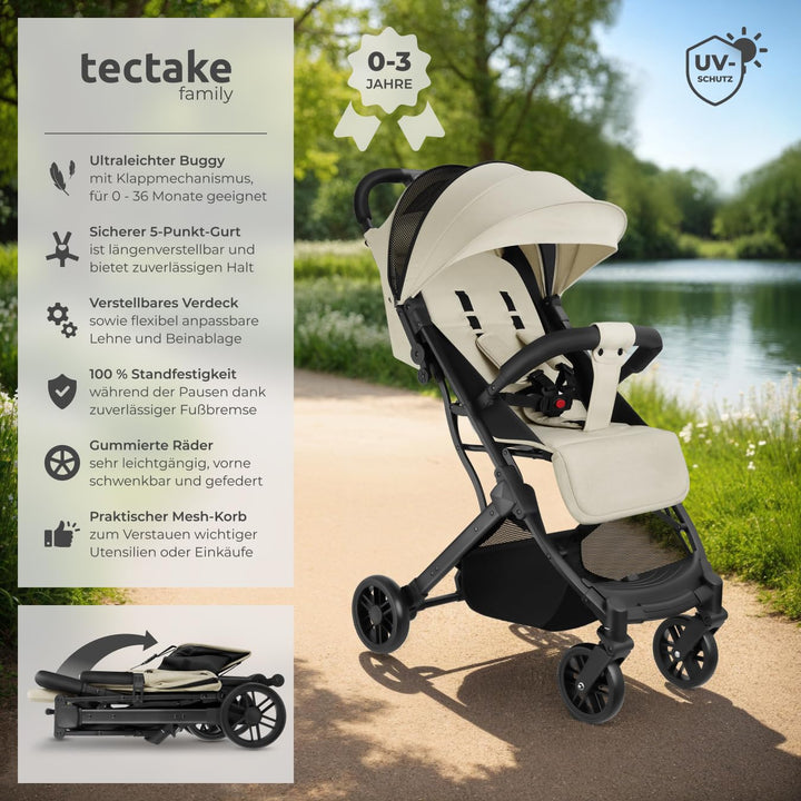 tectake® Buggy Kinderwagen von 0 bis 3 Jahre, Wagen für Baby Erstausstattung Neugeborene und Kinderb