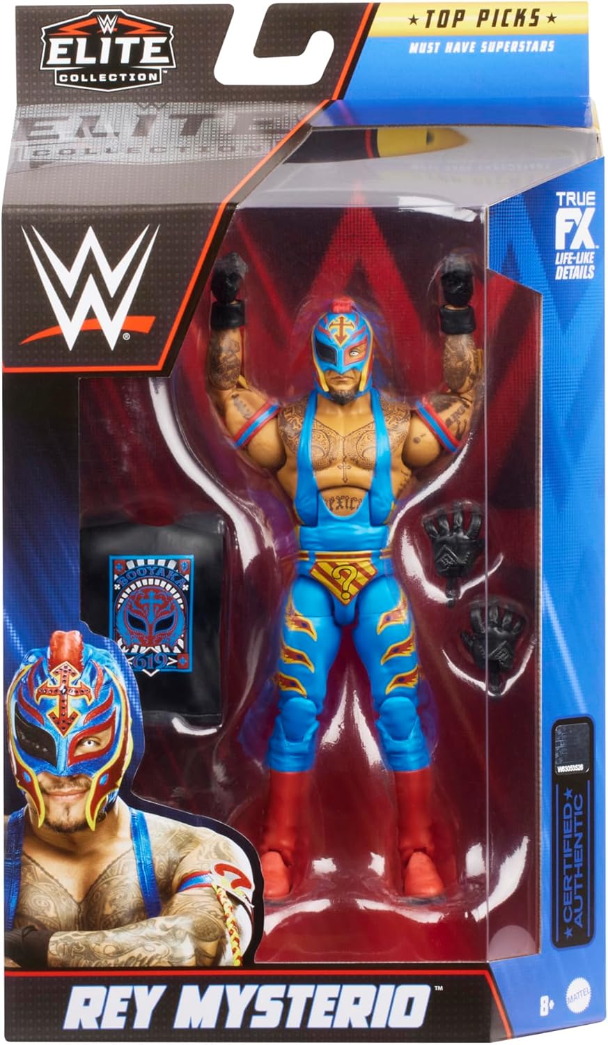 Mattel WWE Rey Mysterio Top Picks Elite Collection Actionfigur, Artikulation & lebensechte Details,