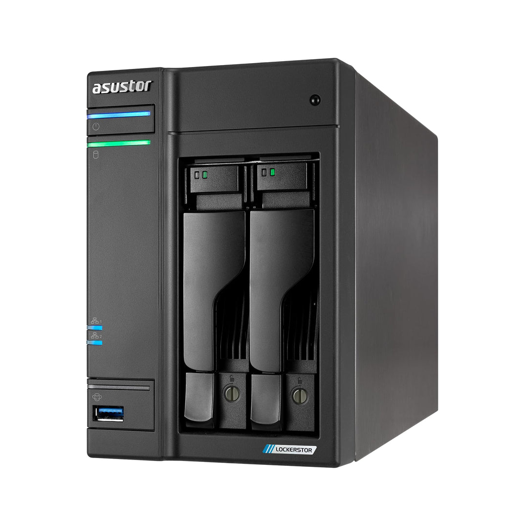 Asustor Lockerstor 2 Gen2+ AS6702T v2 2 Bay NAS Storage, Intel Quad-Core 2.0GHz CPU, Dual 5GbE Ports