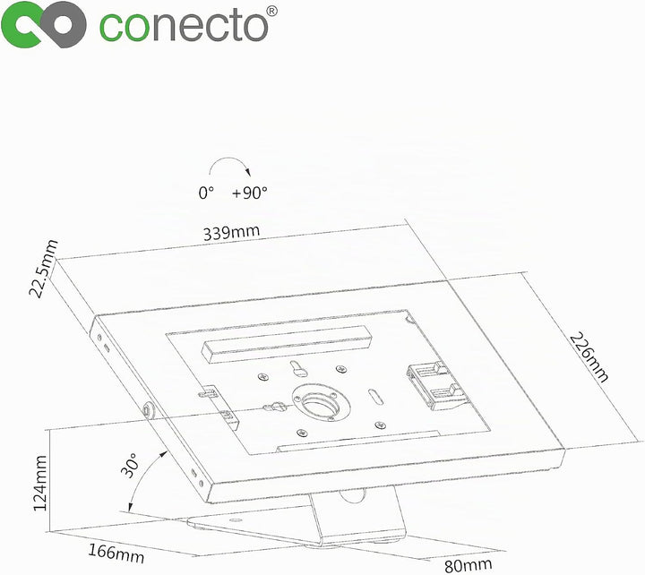 conecto Thekenhalterung für Tablet, mit abschliessbarem Stahlgehäuse für Tab A 10.1 (2019)/ Tab A7/