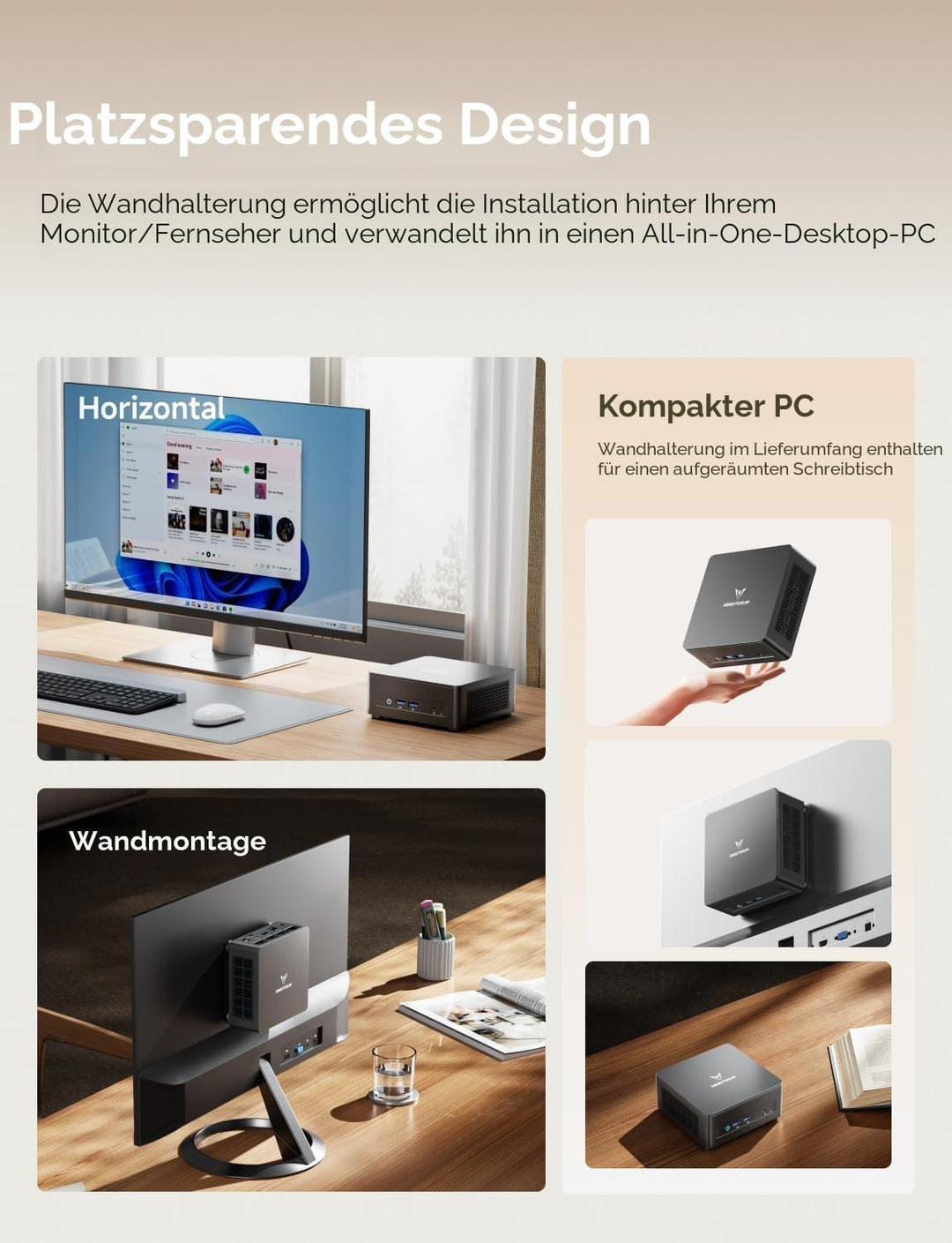 MINIS FORUM UM760 Slim Mini PC, AMD Ryzen 5 7640HS Mini Computer (6C/12T, bis zu 5.0GHz), 32GB DDR5