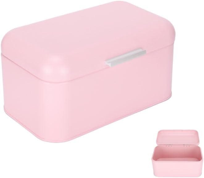 Brotkasten aus Metall,toastbrot aufbewahrungsbox, rosafarbener Brotkasten aus Schmiedeeisen, Aufbewa