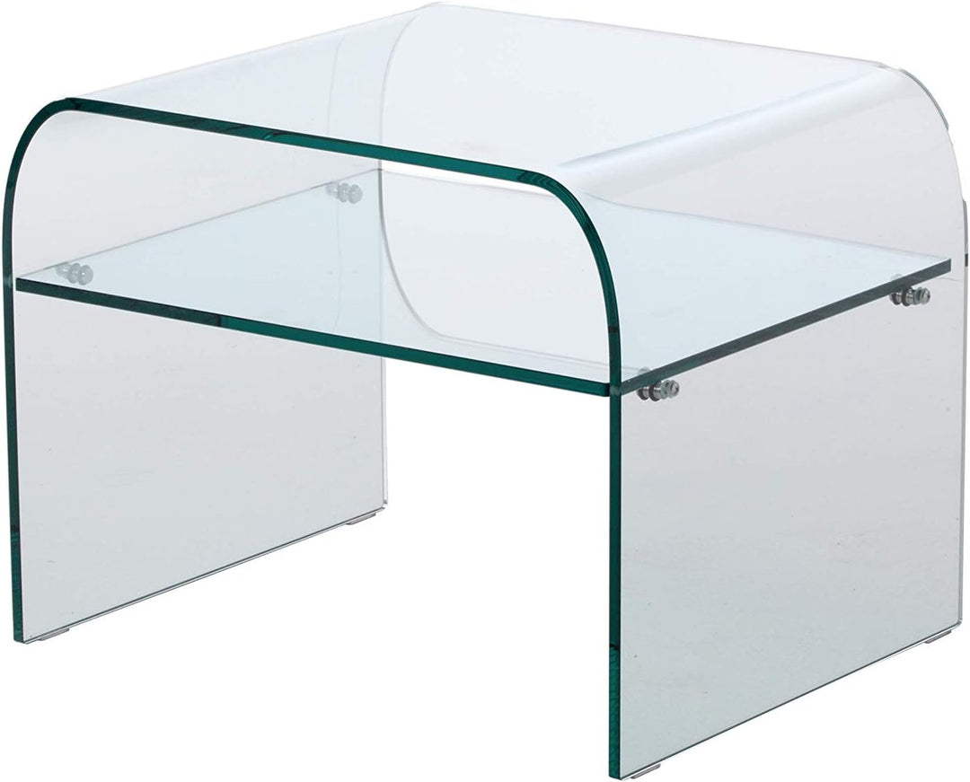 IMAGO FACTORY Dream Nachttisch aus Glas, gewölbt, transparent, mit Ablagefläche, für Wohnzimmer, Ein