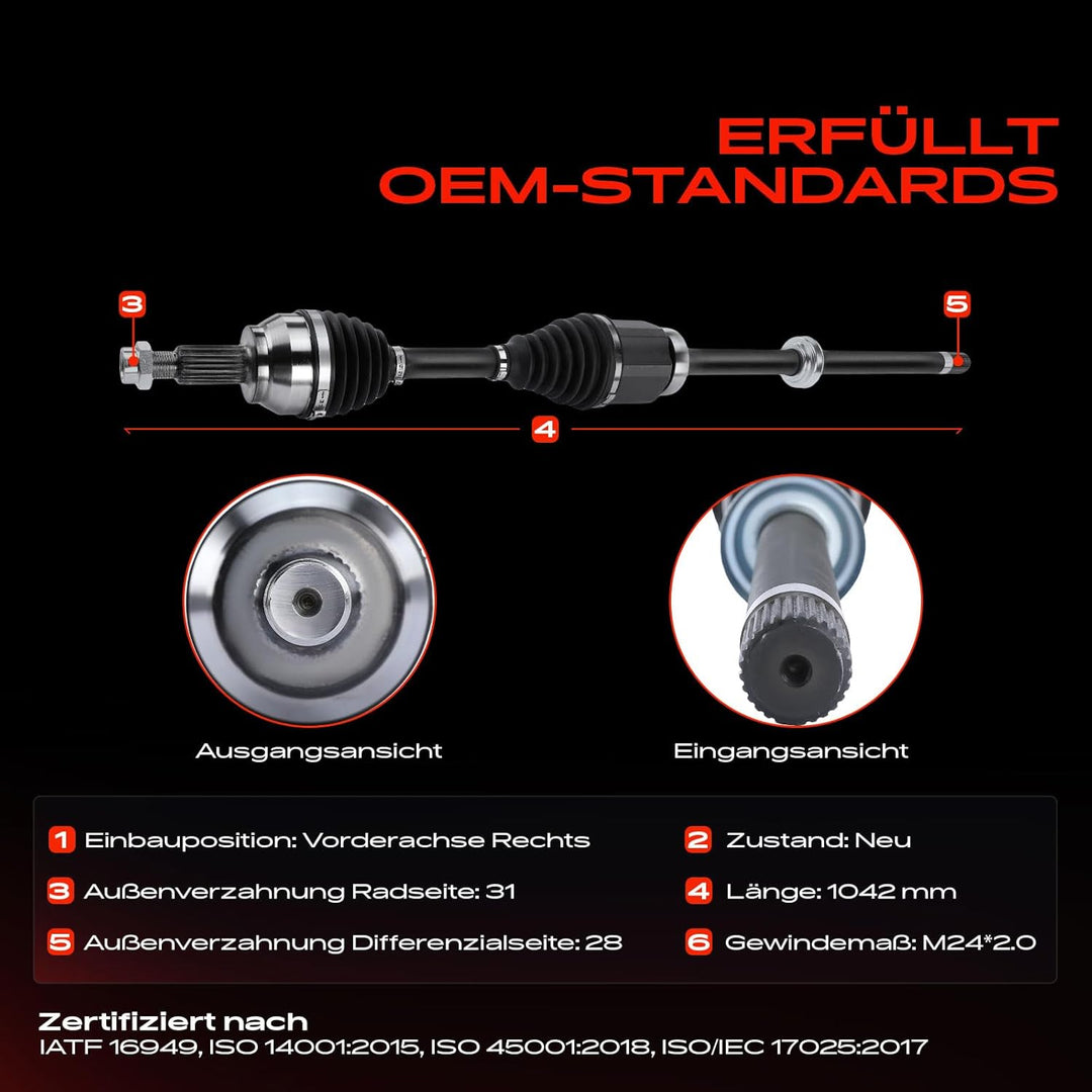 Frankberg Antriebswelle Vorderachse Rechts Kompatibel mit Discovery Sport L550 2.0L 2.2L 2014-2023 R