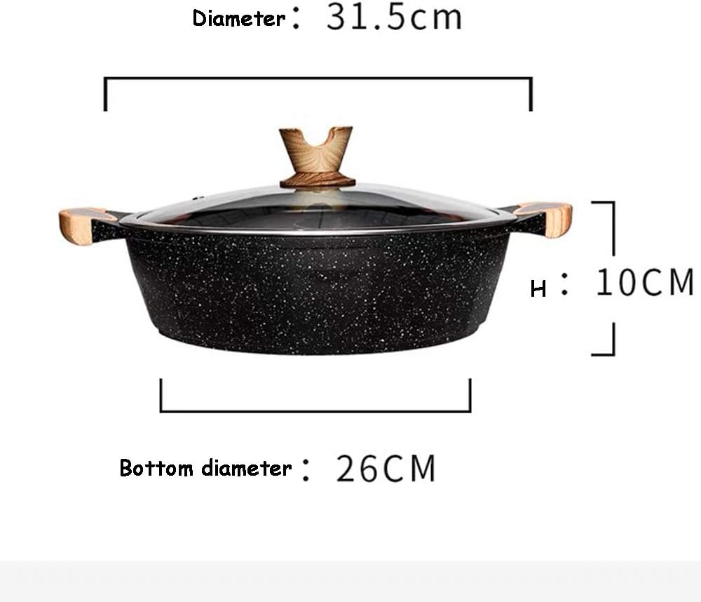 Granit Antihaft-Kochtopf 2,3 kg Grosses Fassungsvermögen Maifan-Stein geteilter Topf inklusive zwei