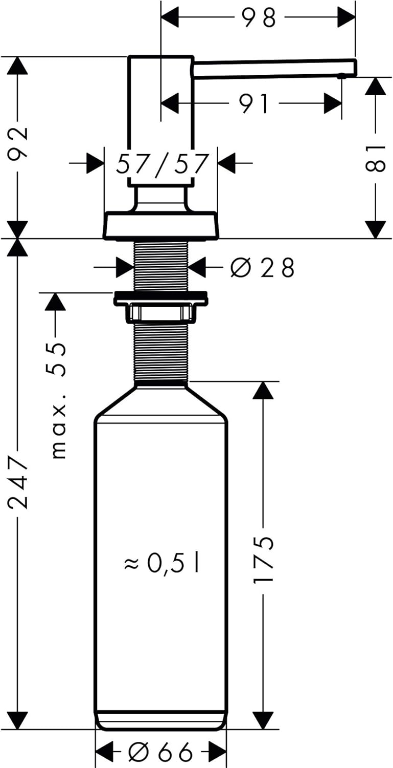 hansgrohe Spülmittel-/ Lotionspender Küchenzubehör (Accessoire, eckig) Edelstahl Finish optionales Z