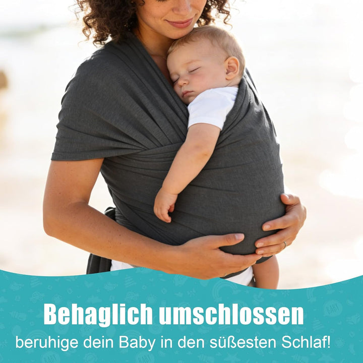 Tragetuch elastisch für Neugeborene und Kleinkinder, Babytragetuch Kindertragetuch Baby Bauchtrage S