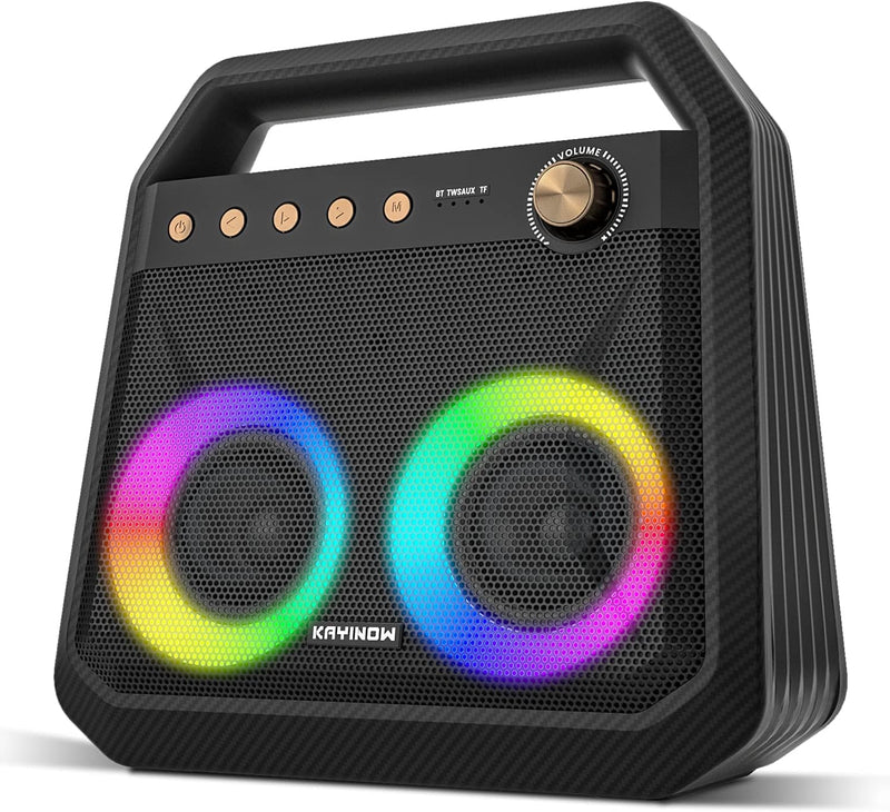 KAYINOW Bluetooth Lautsprecher mit 5 RGB Lichts, 40w 108dB Musikbox Tragbarer Bluetooth Box, Dualen