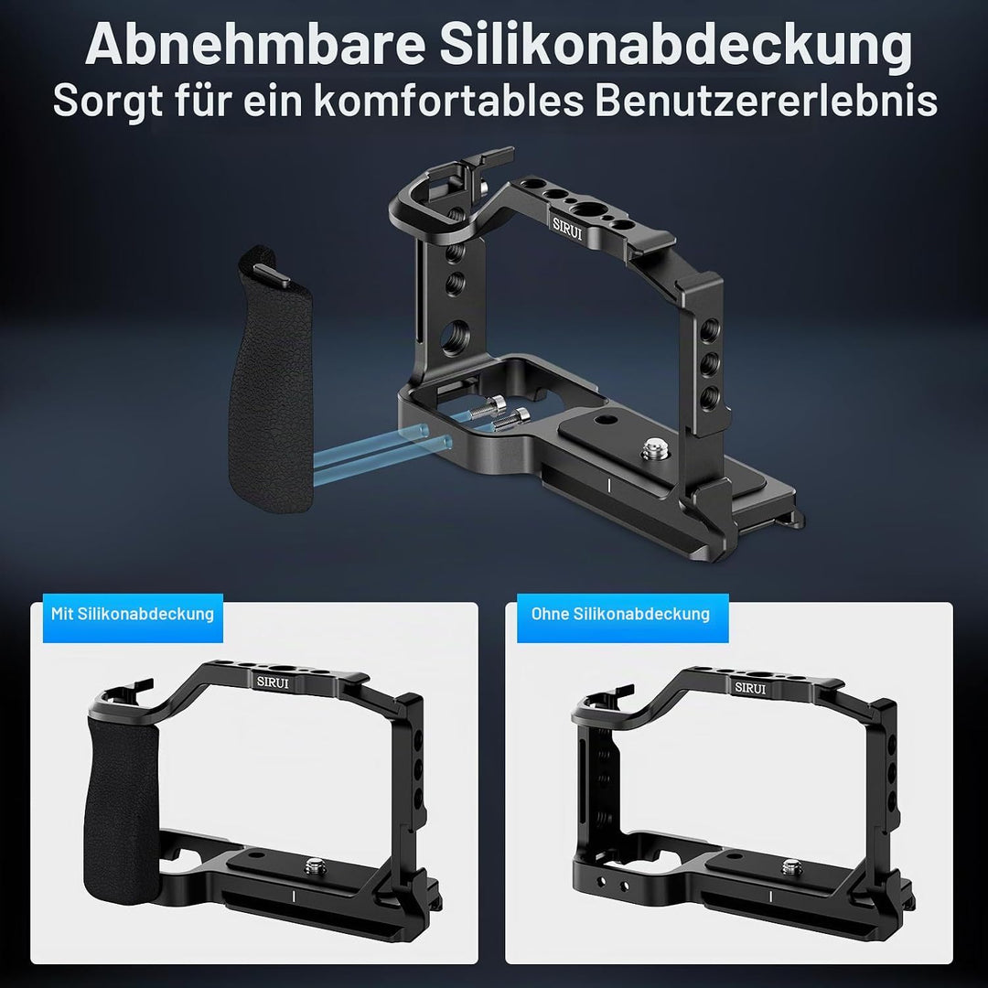 SIRUI ZV-E10 Käfig mit Silikongriff, Kamerakäfig für Sony ZV-E10 mit eingebauter Schnellwechselplatt