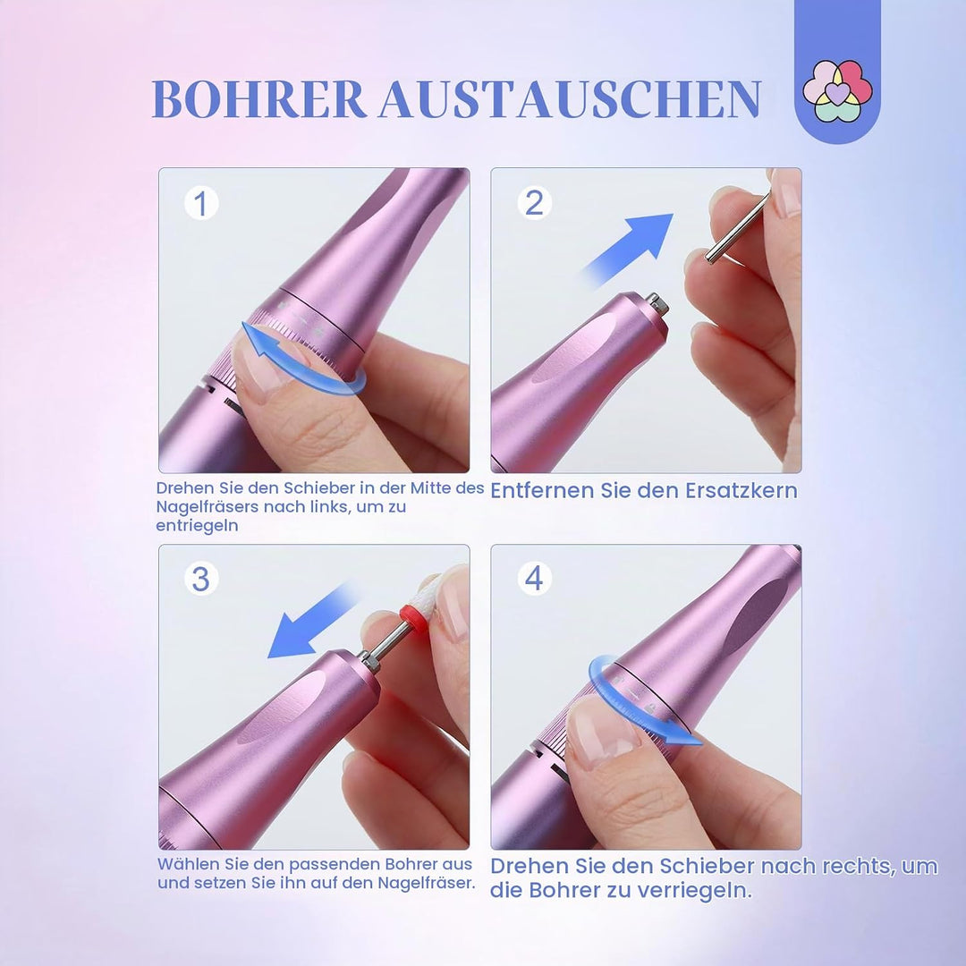 Saviland Elektrische Nagelfräser für Gelnägel Professional: 40000 U/min Nagelfeile Set für Acrylnäge