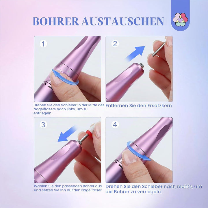 Saviland Elektrische Nagelfräser für Gelnägel Professional: 40000 U/min Nagelfeile Set für Acrylnäge