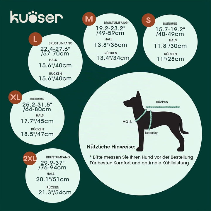 Kuoser Hund Kühlweste Sommer, Kühlweste für Hunde mit Schnellverschluss &amp; D-Ring, Atmungsaktive Hund