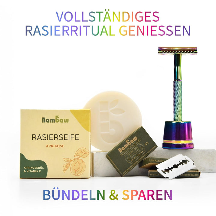 Bambaw Metall Rasierer Herren und Damen mit 5 Rasierklingen Rasierhobel | Rasierer Klassisch | Rasie