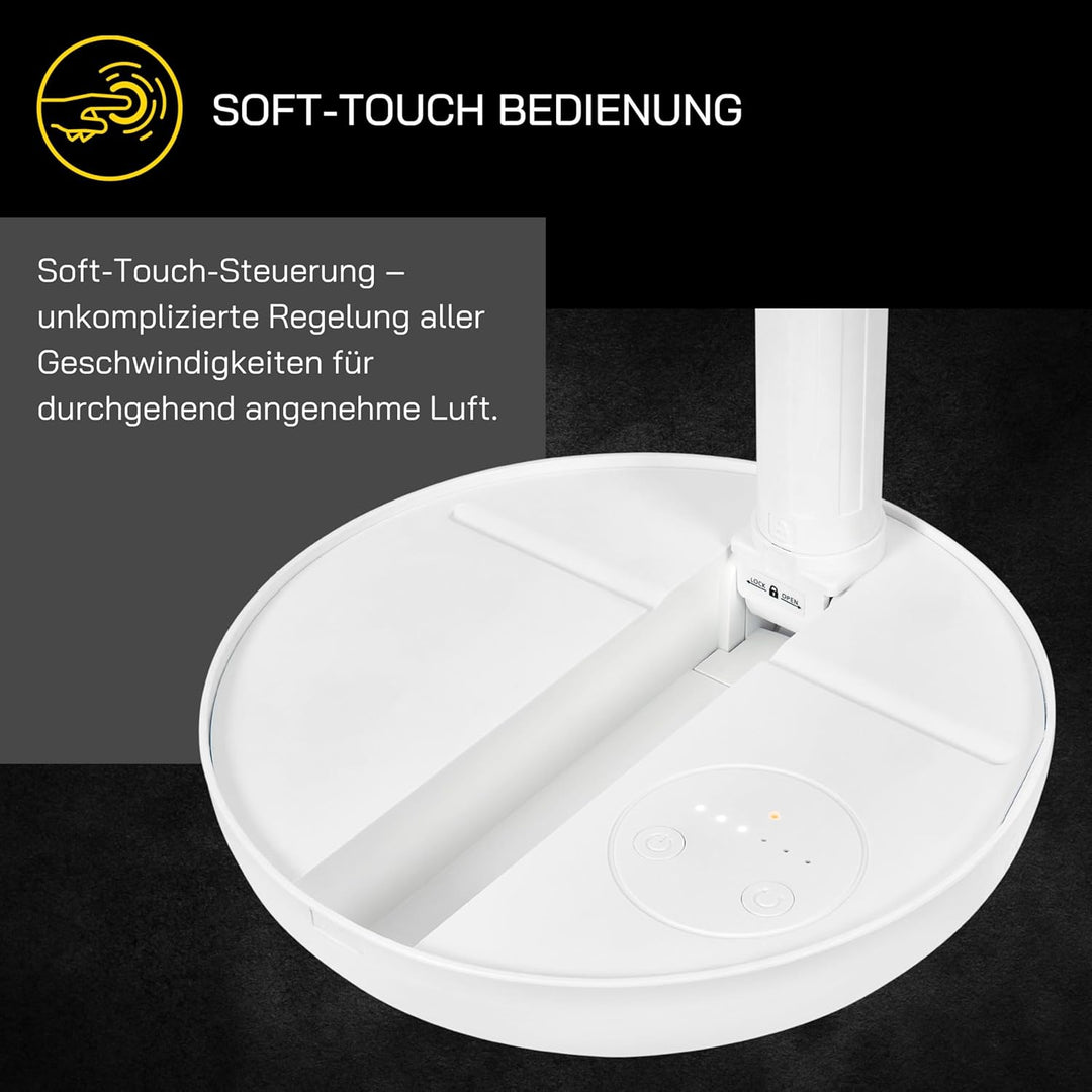 Gutfels Akku-Stand-, Tisch-Ventilator VENTI 3030 R | Lithium Ionen Akku 10.000 mAh | Touchbedienung
