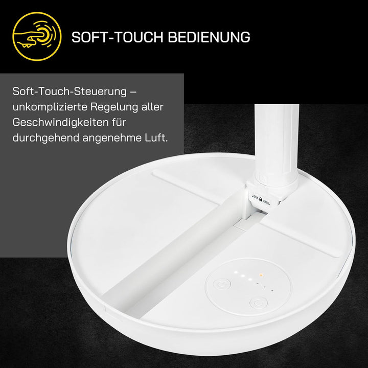 Gutfels Akku-Stand-, Tisch-Ventilator VENTI 3030 R | Lithium Ionen Akku 10.000 mAh | Touchbedienung