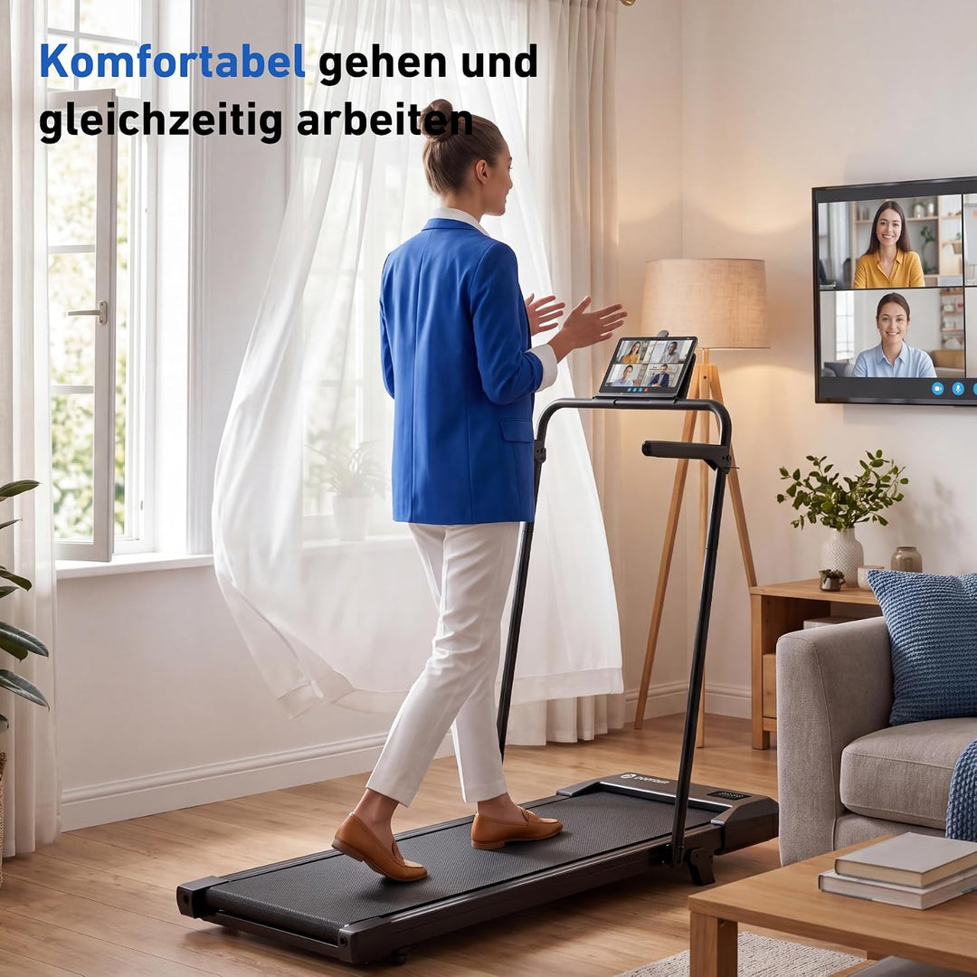 DeerRun Walking Pad mit 6% Steigung, Unter-Schreibtisch-Laufband für Home Office und Zuhause, Kompak