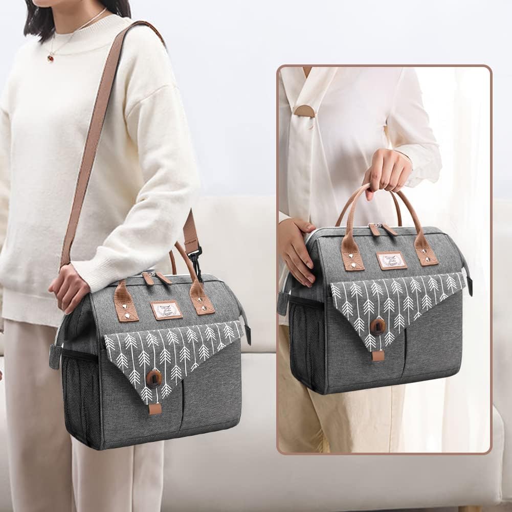Lekesky Kühltasche Damen mit Schulterriemen, Lunchtasche Isolierte für Frauen Auslaufsichere Weit Ge