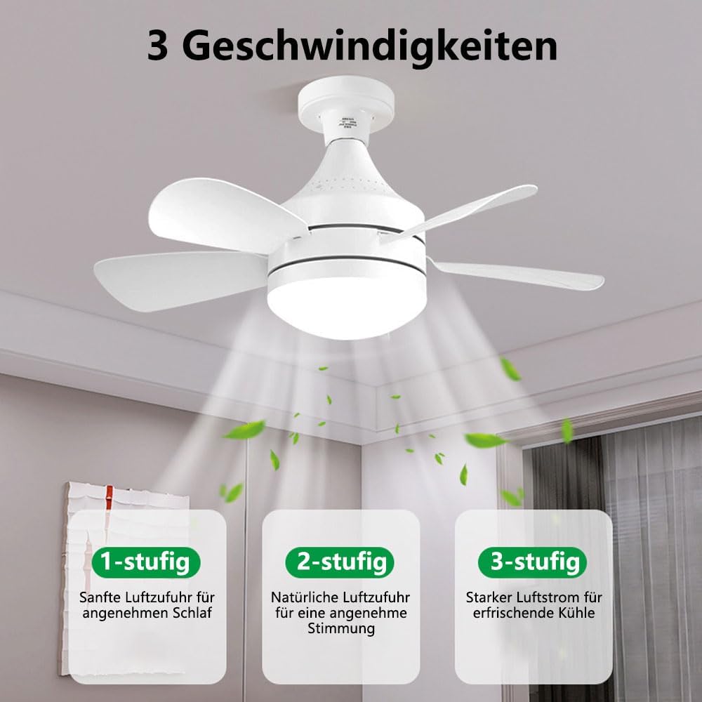 Deckenventilator mit Beleuchtung und Fernbedienung,Ventilator Lamp E27,Deckenventilatoren mit Beleuc