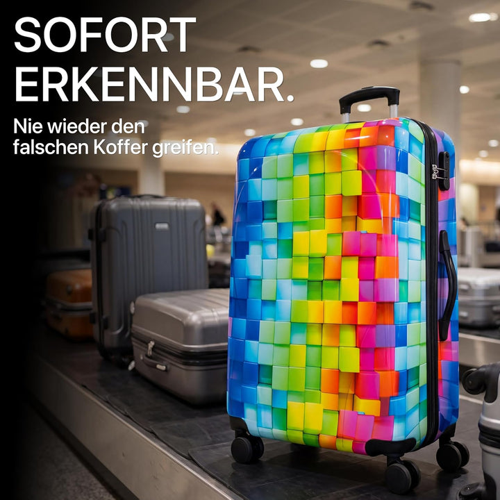 NOWI Hartschalenkoffer XL Gross – 102L Volumen – 8 Rollen 360° drehbar – Leichter ABS Koffer mit Zah
