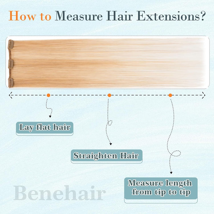 Benehair Clip in Extensions Echthaar, 8 Stück 100% Echtes Haar Extension 75g, Hellbraun Haarverlänge