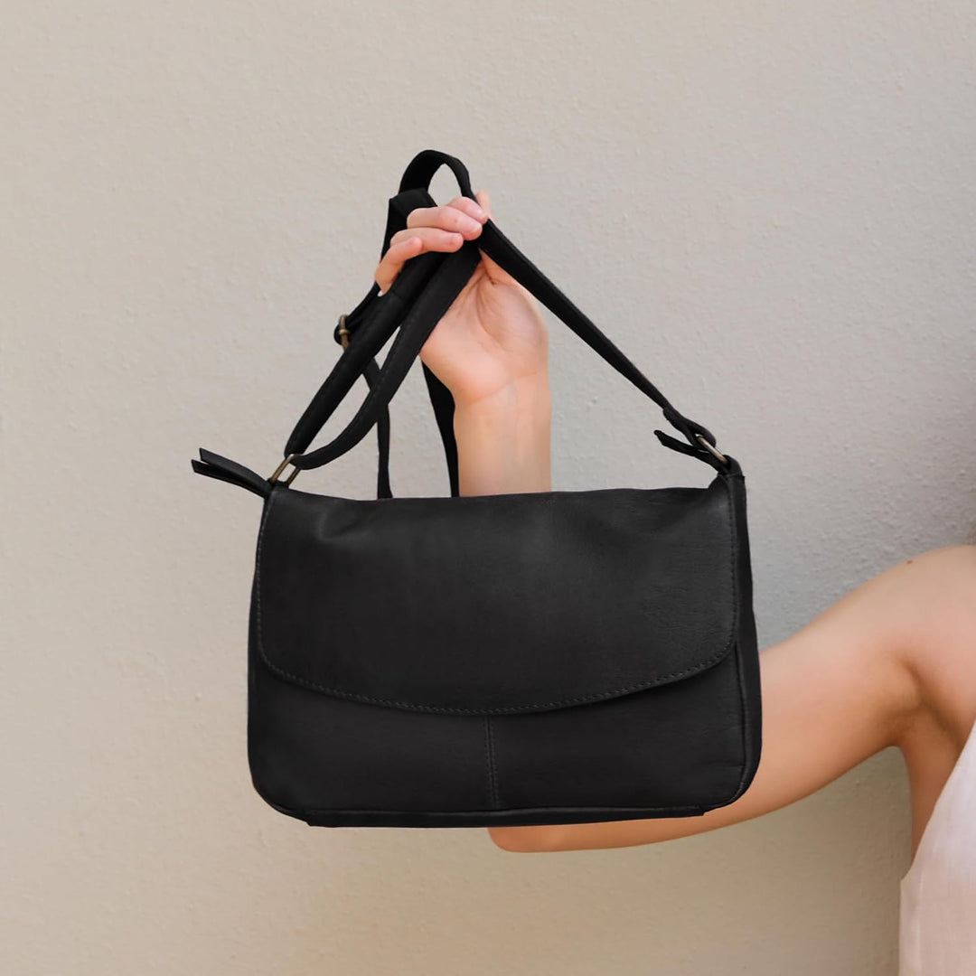 Gusti Handtasche Leder - Maisie Damen Handtasche Schultertasche Umhängetasche Ledertasche klein Schw