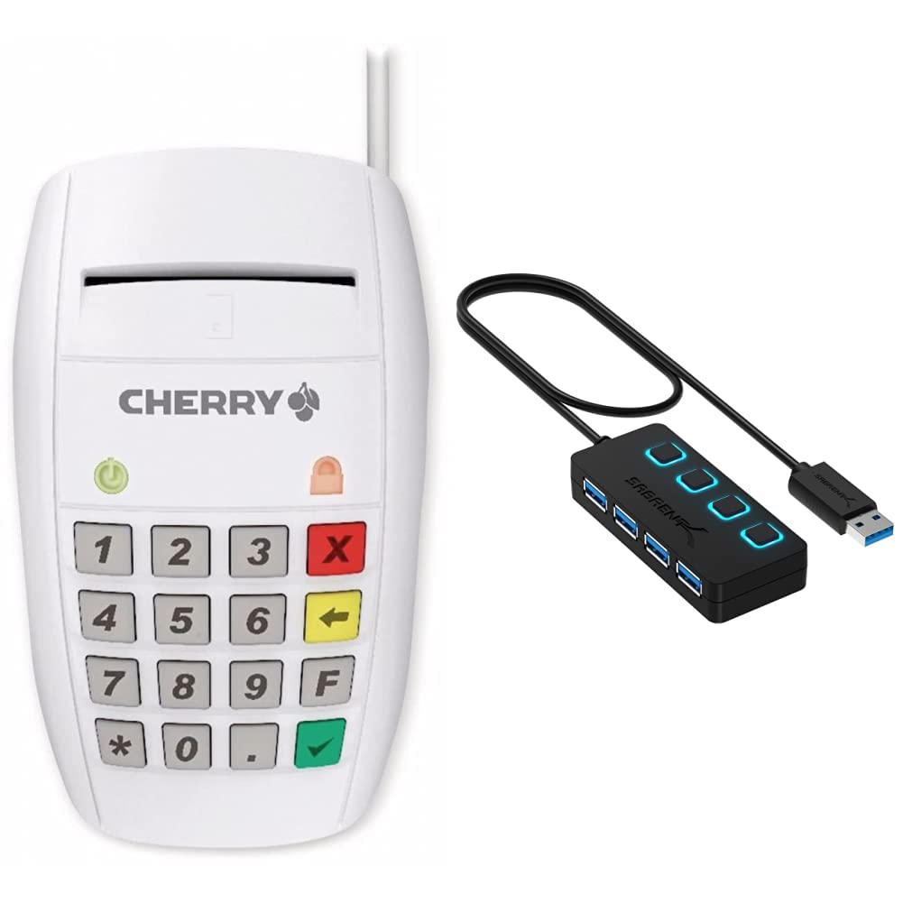 CHERRY ST-2100 Chipkartenleser & Sabrent USB HUB - 4-Port -USB 3.0 Hub mit einzelnen Power Schalter