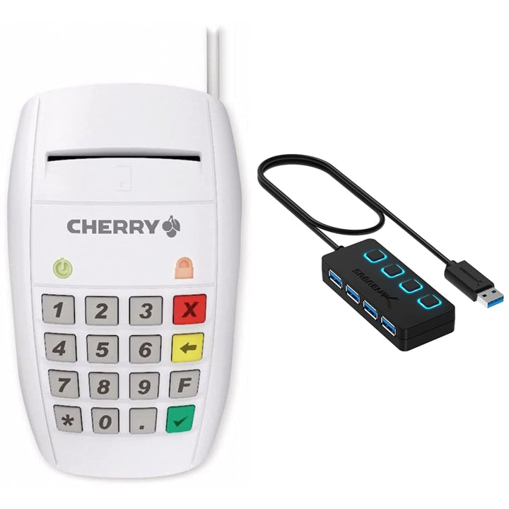 CHERRY ST-2100 Chipkartenleser & Sabrent USB HUB - 4-Port -USB 3.0 Hub mit einzelnen Power Schalter